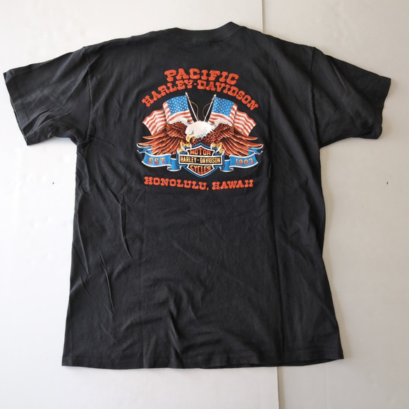 Vintage 1988 Harley Davidson 3D Emblem T Shirt XL 80s American Steel Honolulu HI - Picture 2 of 10
